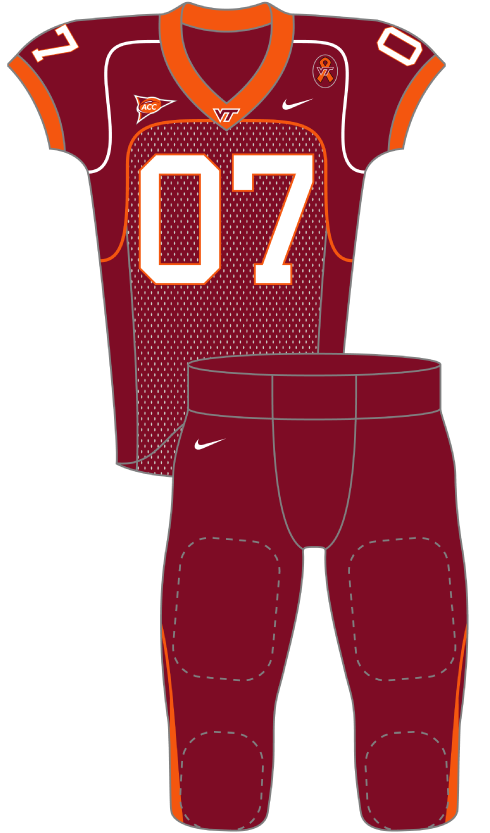 Virginia Tech 2007 Maroon Uniform