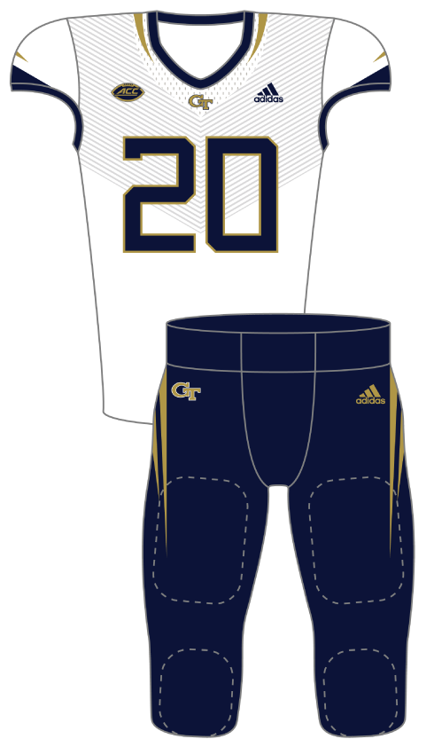 Georgia Tech 2020 White Blue No Patch Uniform