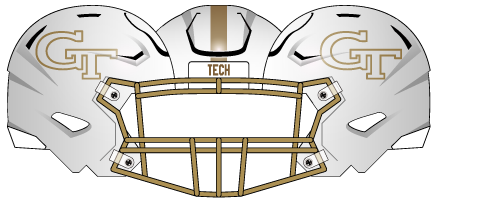 2025 White Shell Gold Mask Gold Logo Outline Helmet
